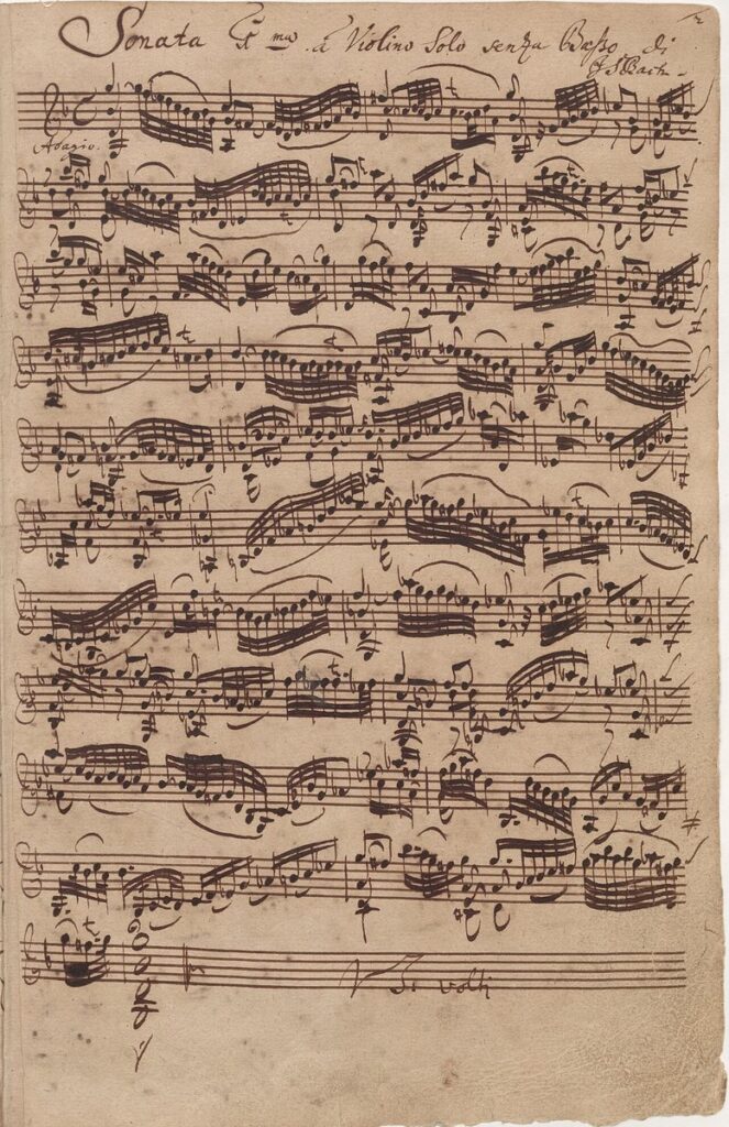 Bach's 1720 handwritten manuscript of the Adagio from his Sonata No. 1 for solo violin (BWV 1001)